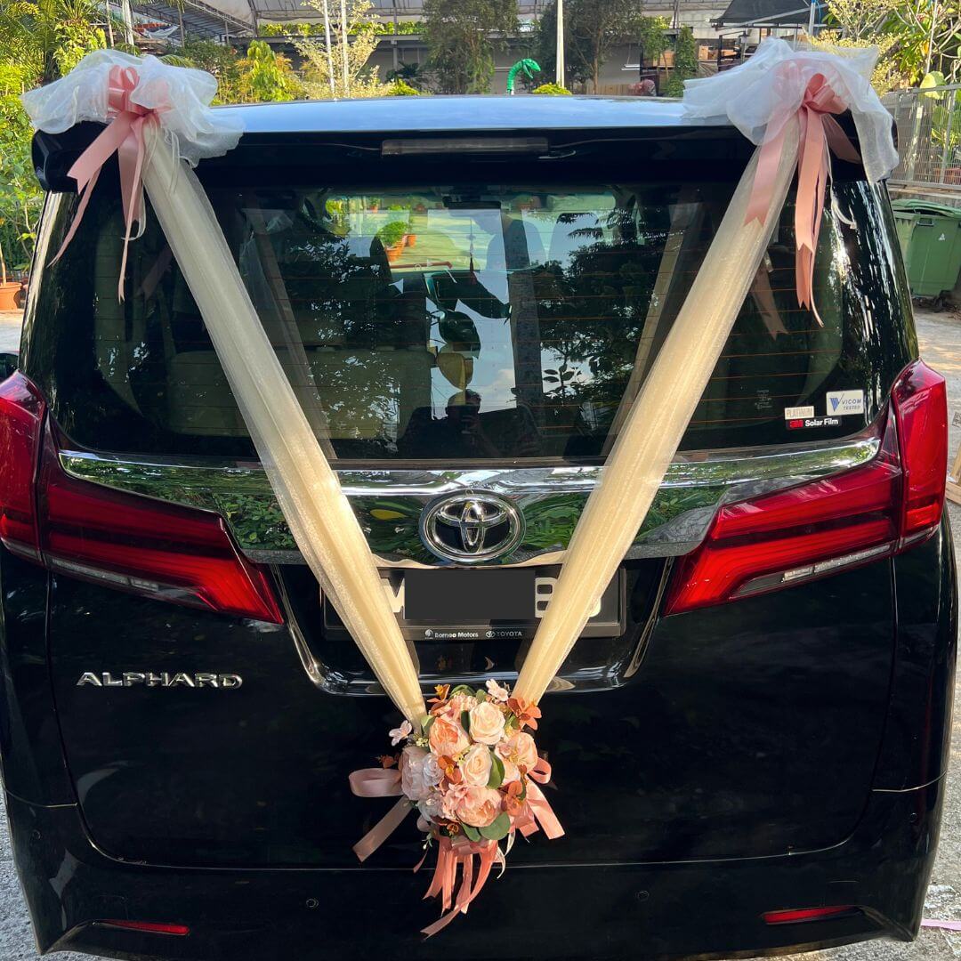 Bridal Bouquet on Wheels - Rear - Wedding car flower Decoration Flowers