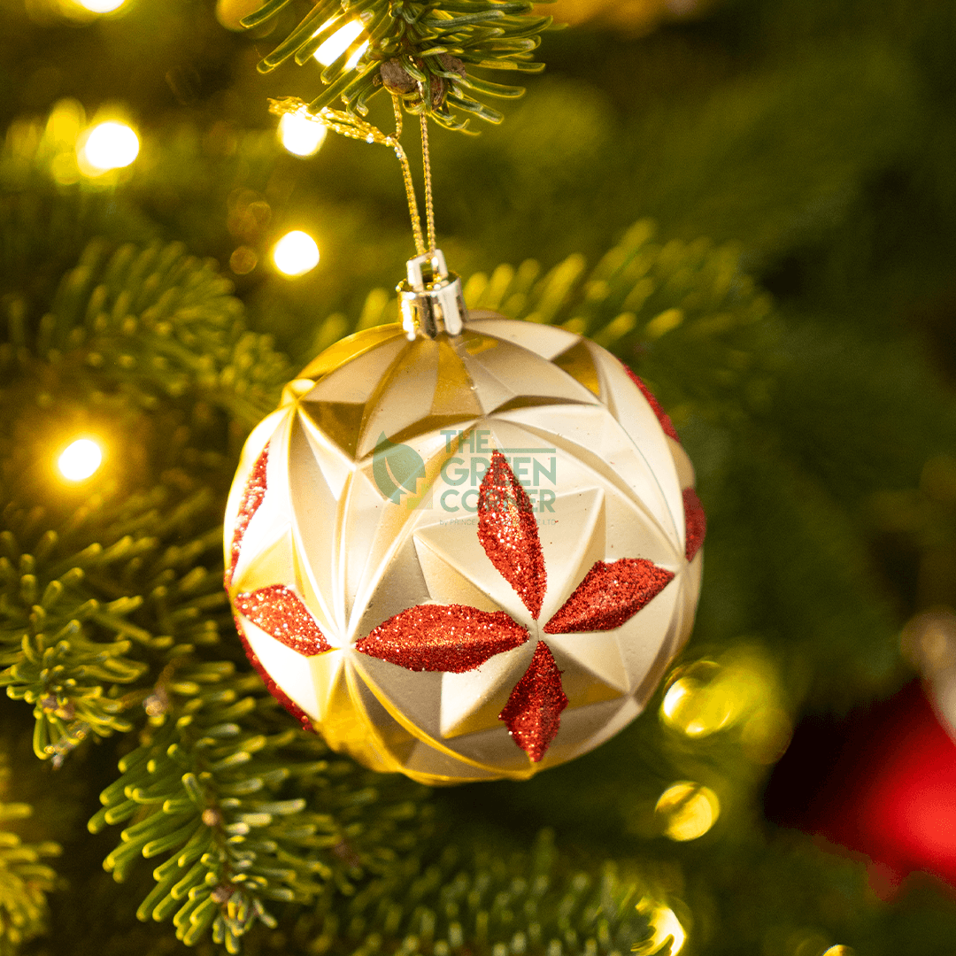 Indented Gold and Red Bauble