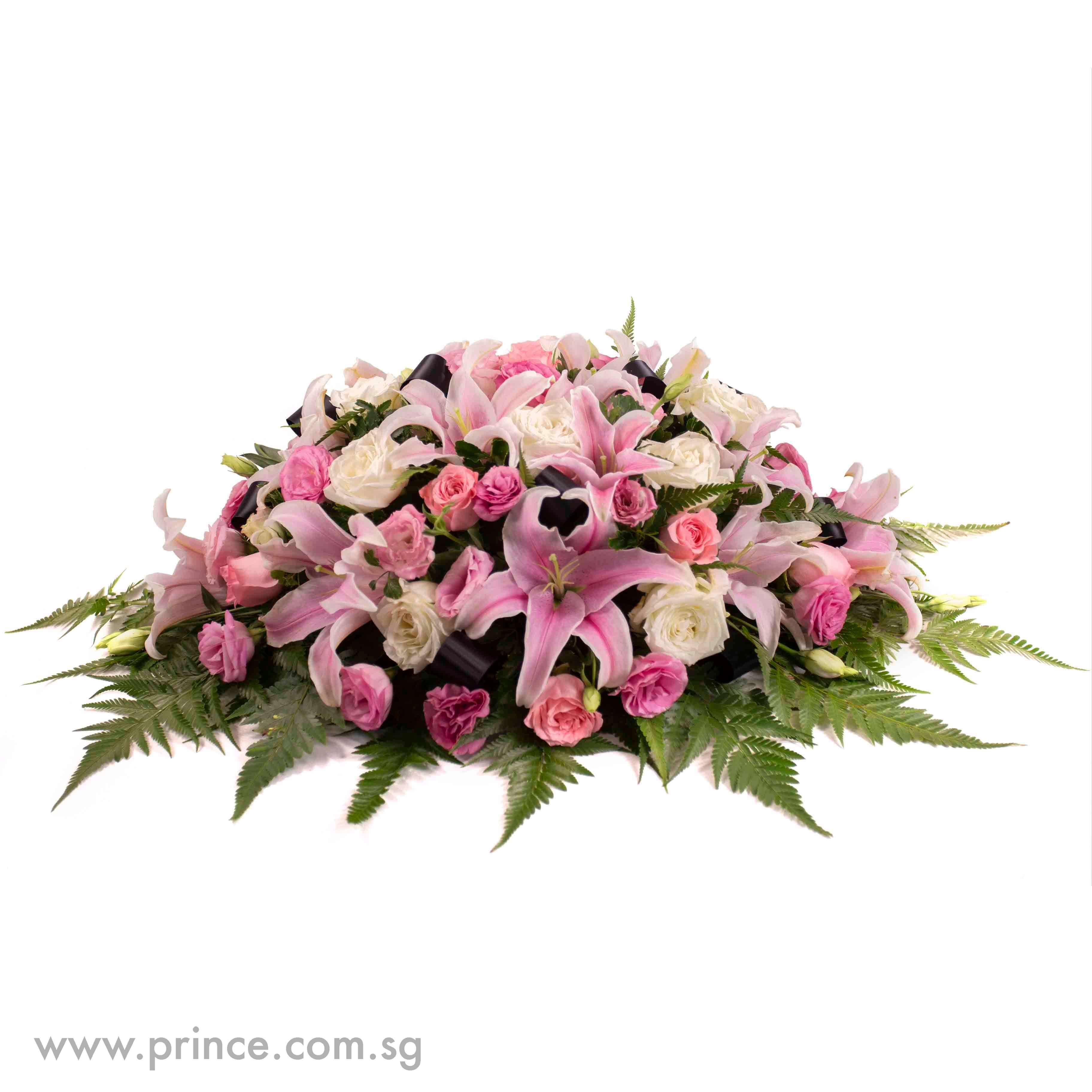 Condolence Flowers - Home’s Eternal Warmth Coffin Top - Prince’s Flower Shop
