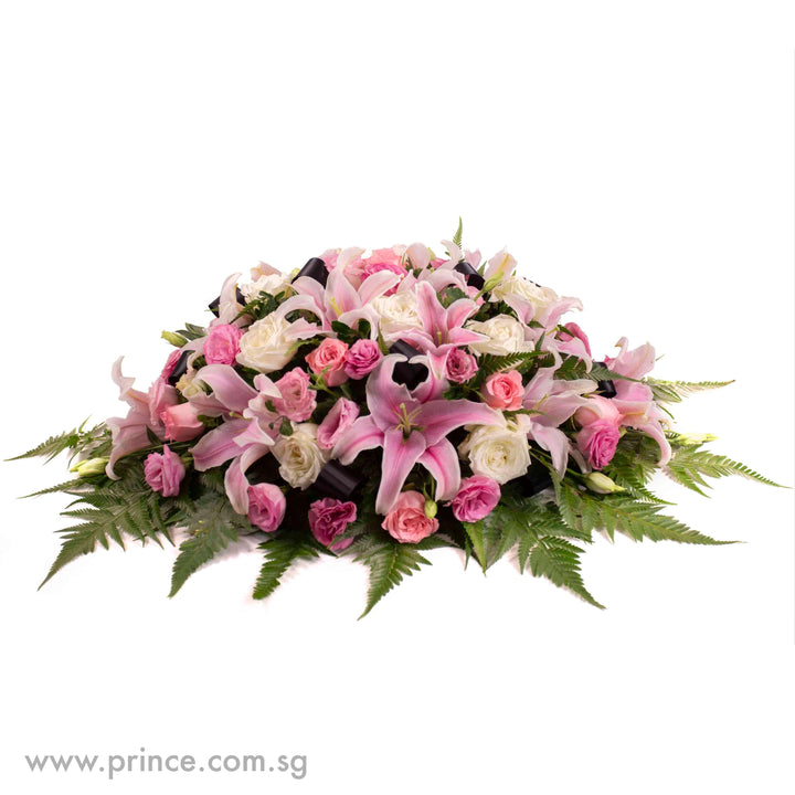 Condolence Flowers - Home’s Eternal Warmth Coffin Top - Prince’s Flower Shop
