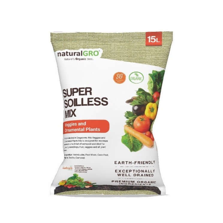 naturalGRO Super Soilless Veggie and Ornamental Potting Mix 5L/15L