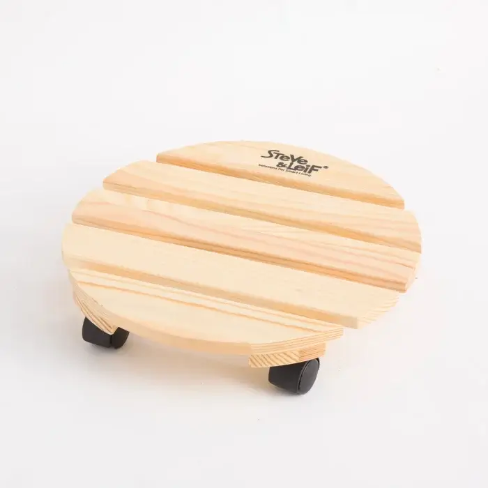 Steve & Leif Pine Plant Trolley Round 29x6CM Natural